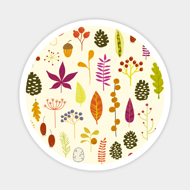 Autumn Fall Woodland Forest Nature Bits Magnet by NicSquirrell